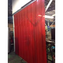 Barn & Farm Strip Door - 132 in. width X 144 in. height -  Aztec Red 12 in. strips with 66% overlap - common door kit   (Hardware included)