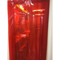 Strip Door Curtain - 60 in. (5 ft) width X 120 in. (10 ft) height -  Aztec Red Welding 8 in. strips with 50% overlap - Stainless Steel Hardware   