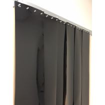 Strip Door Curtain - 96 in. (8 ft) width X 144 in. (12 ft) height -  Black Opaque Smooth 12 in. strips with 66% overlap - common door kit    (Hardware included)