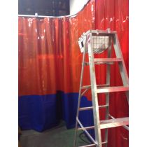 Welding Curtain - 3 Colors Top: White Middle: Clear and Bottom: Blue - Width 19 ft. X Height 14 ft. - 18 oz Fire Rated Curtain - Hardware Included (Threaded Rod Kit)